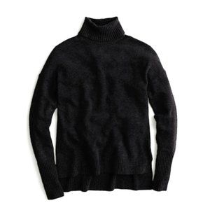 J.Crew Relaxed Wool Turtleneck Sweater With Rib Trim, Black XS/S